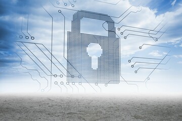 Wall Mural - circuit board lock grapic in desert