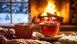 © Ayo - Cozy winter cups by fireplace