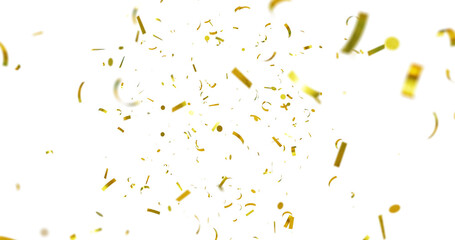 Golden Confetti Transparent Background. Gold Confeti Failling White Background. 3d Rendering Transparent Confeti. bright confetti isolated on transparent background.