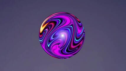Wall Mural - colorful sphere morphing and swirling on solid background