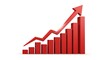 © Alvin - A vibrant red bar graph visually represents consistent growth, with an ascending red arrow indicating positive progress and increasing performance.