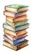 © Hamim - a stack of books isolated on white background, png, ai generated.
