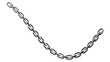 © Resource Boy - A curved steel chain with metallic links dangles against a transparent background, exhibiting a strong sense of connection and industrial design.