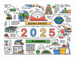 © SA7 - 2025 Business Strategy Planning:  A colorful infographic illustrating key elements of strategic planning for the year 2025.