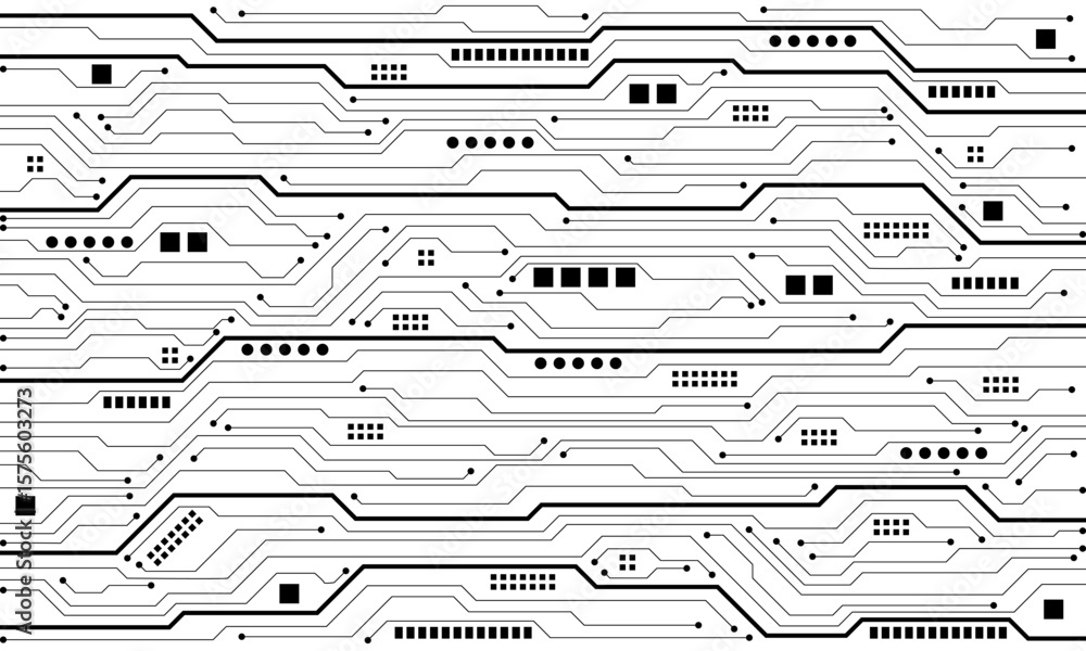 Abstract black circuit board technology connected lines electronics ...