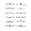 © SB - Gold text dividers doodle set. Wedding decorative elements. Divider ornament, borders, floral, vintage line separators. Hand drawn vector illustration isolated on white background. Set page dividers.