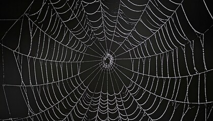 Detailed spiderweb with dew drops
