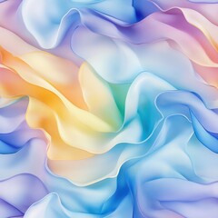 Wall Mural - Abstract Silk Symphony: A mesmerizing dance of colors, where soft silk fabric cascades and swirls in a symphony of pastel hues, evoking a sense of ethereal beauty and serene movement.