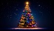 © Ayo - Illuminated Christmas tree at night, glittering with colorful ornaments and lights against a starry sky