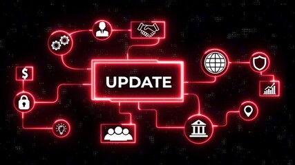 Update software computer program upgrade concept. Business, Technology, Internet and network concept. Abstract seamless animation of mesh dots digital luxurious wave particles flows background.