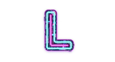Vector letter l neon light alphabet font futuristic technology glowing cyber design illustration graphic vector 100