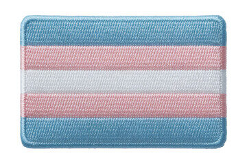 Woven patch displaying the transgender pride flag, symbol of inclusivity with light blue, pink, and white stripes