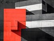 © Barek - Abstract Geometric Concrete Wall Art Red and Gray Urban Design