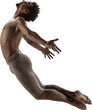 © master1305 - Ballet dancer flying backward in joyful leap with open chest and arms. Concept of freedom, movement, modern ballet, creative expression, energy and emotional release on stage.