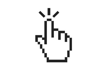 hand cursor pointer icon in pixel style. clicking finger. computer mouse click symbol. press or sele