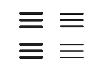 Wall Mural - hamburger menu icon set. 4 modern rounded line icons for mobile apps, web navigation, ui design. min