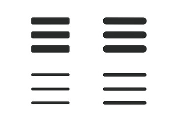 Wall Mural - hamburger menu icon set. four ui navigation symbols. rounded and square button styles. minimalist bl