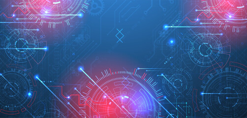 Wall Mural - abstract background. scientific and technological concept with the use of technical elements formed 