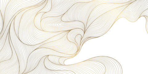 Wall Mural - vector abstract wave gold line background, light luxury graphic texture. premium water, sea, river f