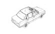 © FADED REBEL - A grunge pencil sketch of a car in a garage workshop, Classic retro car Citroen Traction Avant sketch. automobile, garage, workshop, vector, sketch, car, vehicle, service, pencil, design, icon,