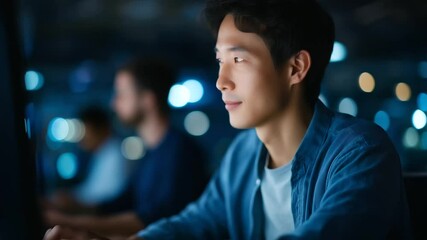 Wall Mural - a dedicated team of software engineers tackles complex ai algorithms during a late-night office sess