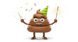© DYAN - Cartoon poop emoji with party hat and sparkles