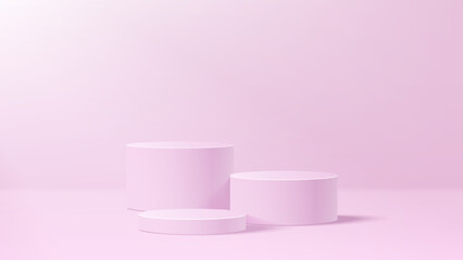 Wall Mural - Abstract minimal scene. Minimal podium with soft material base. Soft podium stages and product showcase platform with covers and golden in round and square shape. 