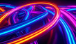 © Aleksandra - Abstract 3D neon glowing pipes with reflections