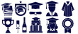 © BETHST - Ilustraciones de sombras de formas de graduación escolar sin fondo