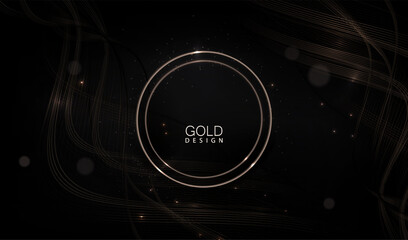 Wall Mural - Exquisite gold design with round shiny frame.