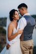 © omelnickiy - bride girl and groom near the river