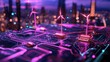 © ALIS ST - Futuristic Urban Landscape with Wind Turbines and Neon Lights