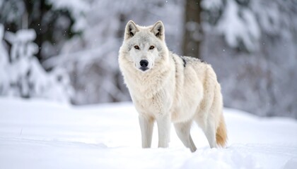  White wolf in snowy forest (1)