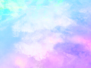 Wall Mural - beauty sweet pastel blue and violet colorful with fluffy clouds on sky. multi color rainbow image. abstract fantasy growing light