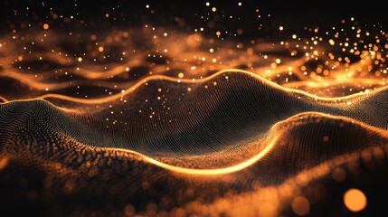 Wall Mural - abstract golden particles wave background.
