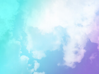 Wall Mural - beauty sweet pastel purple and green colorful with fluffy clouds on sky. multi color rainbow image. abstract fantasy growing light