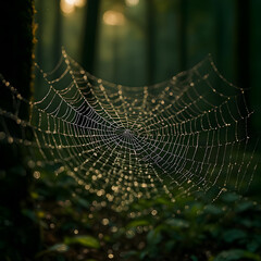 spider web in the morning