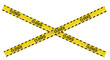© Neo GT - Closed warning tape with yellow and black stripes. Yellow CLOSED caution tape crossed in X shape for area restriction and safety warning