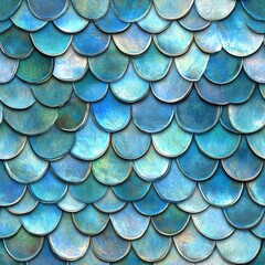 Wall Mural - Realistic Seamless Texture of Shimmering Fish Scales in Bright Colors