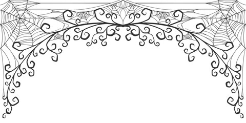 Wall Mural - Halloween Cobweb frame border, spider web Vector Isolated on Transparent Background. Vector eps
