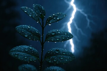 Wall Mural - A Lone Leaf Stands Against a Thunderstorm