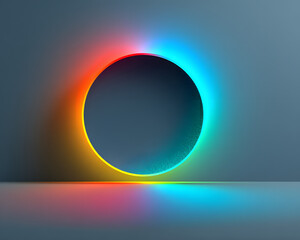 Wall Mural - blur gradient circle with grain noise texture, neon hologram iridescent color blurry shape isolated 