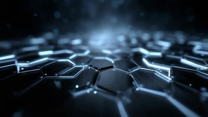 Wall Mural - blue hexagonal geometric elegance sleek futuristic abstract background glowing neon light on dark ba