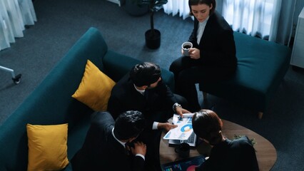 Wall Mural - top view professional project manager present investment graph to business team while female investo