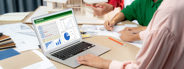 Wall Mural - spreadsheet document information financial startup concept. data and graphs in spreadsheet documents