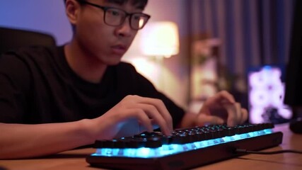 Focused coder diligently working on a project with mechanical keyboard
