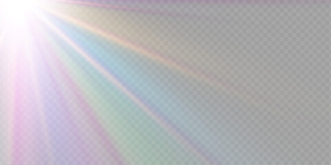 Wall Mural - rainbow crystal star. crystal ray light, sun shines rainbow red yellow and blue color. optical fire 