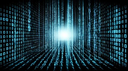 Sticker - futuristic dynamic background with binary code