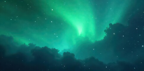 Wall Mural - Grainy texture gradient, swirling cyan & green nebula , abstract, power, vibrant