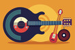 © Aupurbo - Vibrant abstract illustration featuring a guitar with geometric shapes and musical elements, showcasing creativity and artistic expression. Perfect for music themed designs and creative projects.